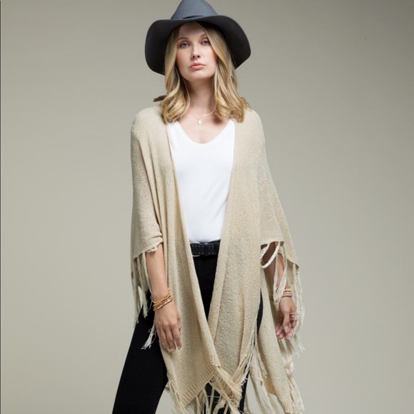 Boho Waffle Knit Fringe Kimono - Picture 6 of 12